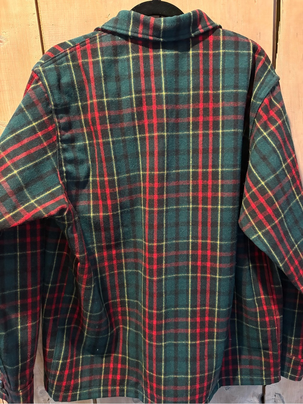 Filson Green Red Plaid Flannel Button-Down Shirt - Picture 5 of 5